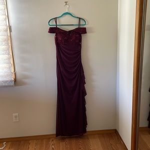 Red Off-the-Shoulder A-Line Formal Dress